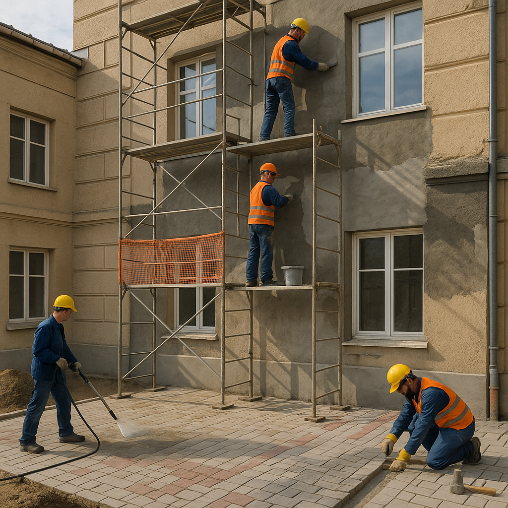 ترميم وتحسين الواجهات والأرضيات لمشروع - مشروع ترميم وصيانة في ال…