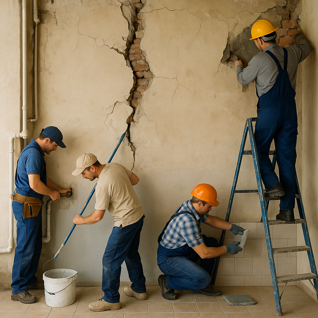مشروع ترميم شامل لتشققات وانهيارات - مشروع ترميم وصيانة في المنطق…