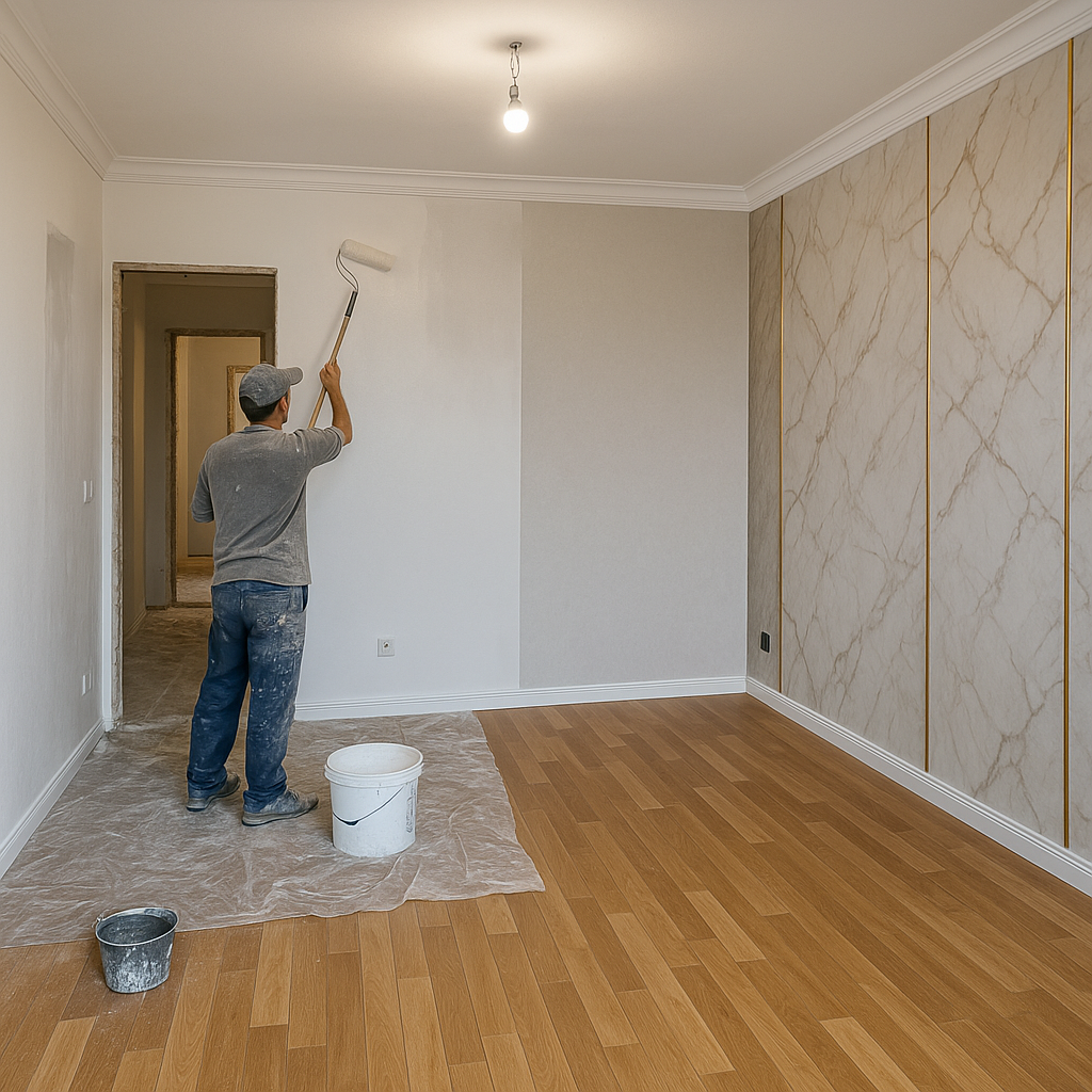 مشروع صيانة وتشطيب شقة: دهان، - مشروع ترميم وصيانة في المنطقة الغر…