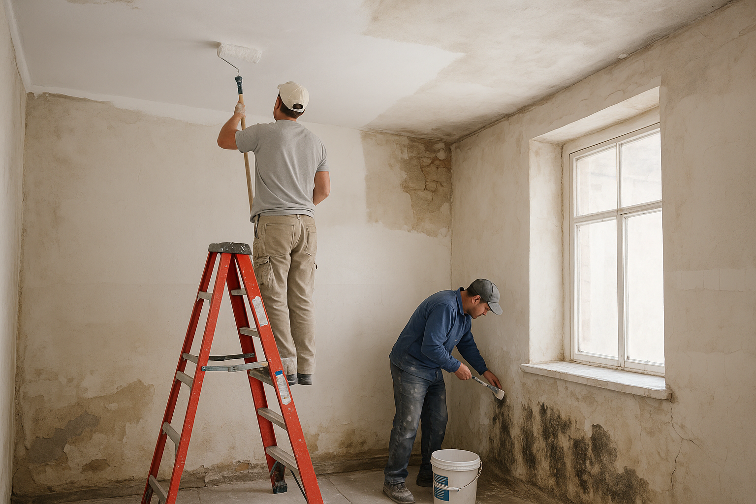 مشروع ترميم وصيانة: دهان السقف - مشروع ترميم وصيانة في المنطقة الغ…