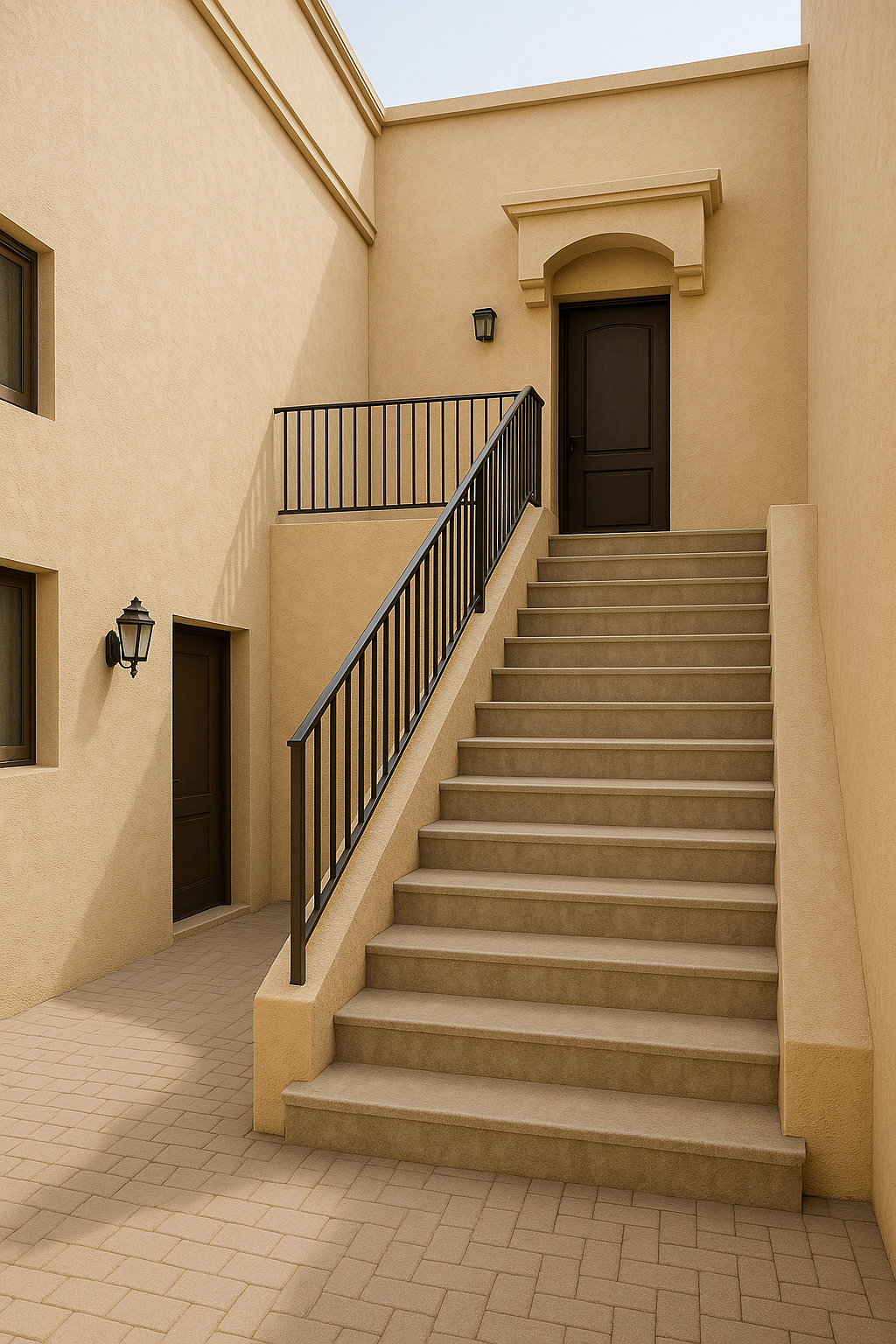 مدخل مستقل للملحق: تنفيذ درج - مشروع ترميم وصيانة في المنطقة الوسط…