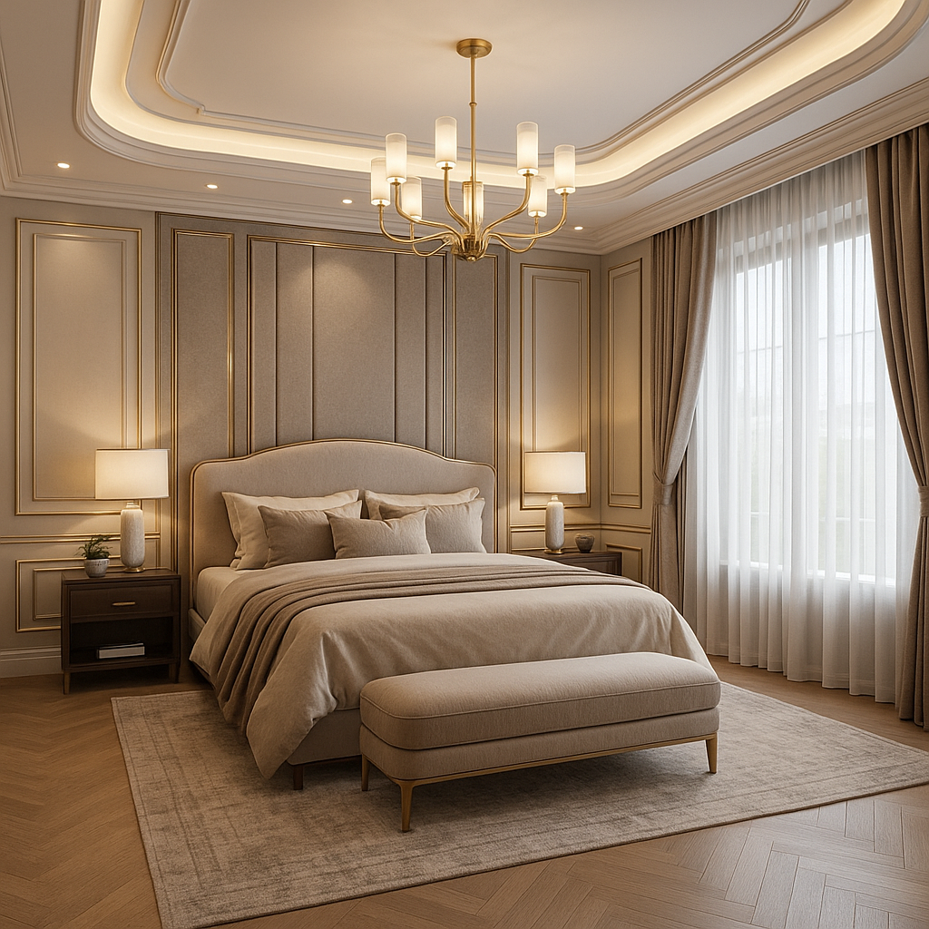 غرفة نوم فاخرة بتجديد كامل - مشروع ديكور في المنطقة الجنوبية لدى ب…