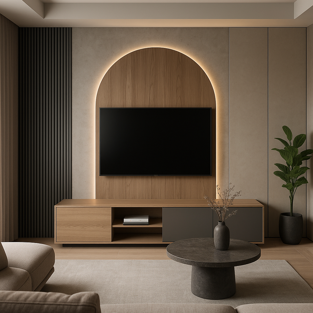 ديكور مودرن مبتكر لشاشة التلفزيون - مشروع ديكور في المنطقة الوسطى…