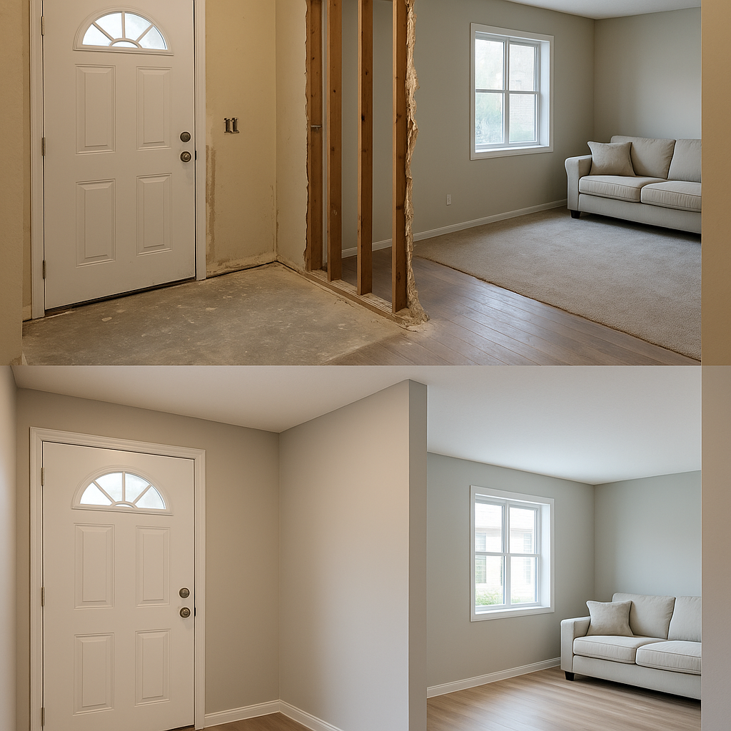 تجديد ديكور مدخل وصالة مع - مشروع ديكور في المنطقة الغربية لدى بوا…