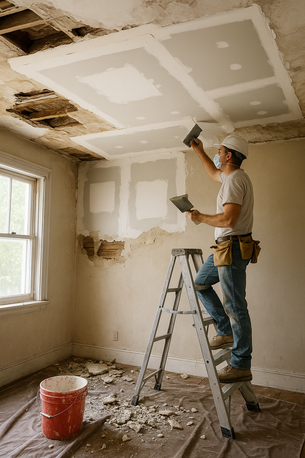 ترميم شامل لسقف غرفة تضررت - مشروع ترميم وصيانة في المنطقة الوسطى…