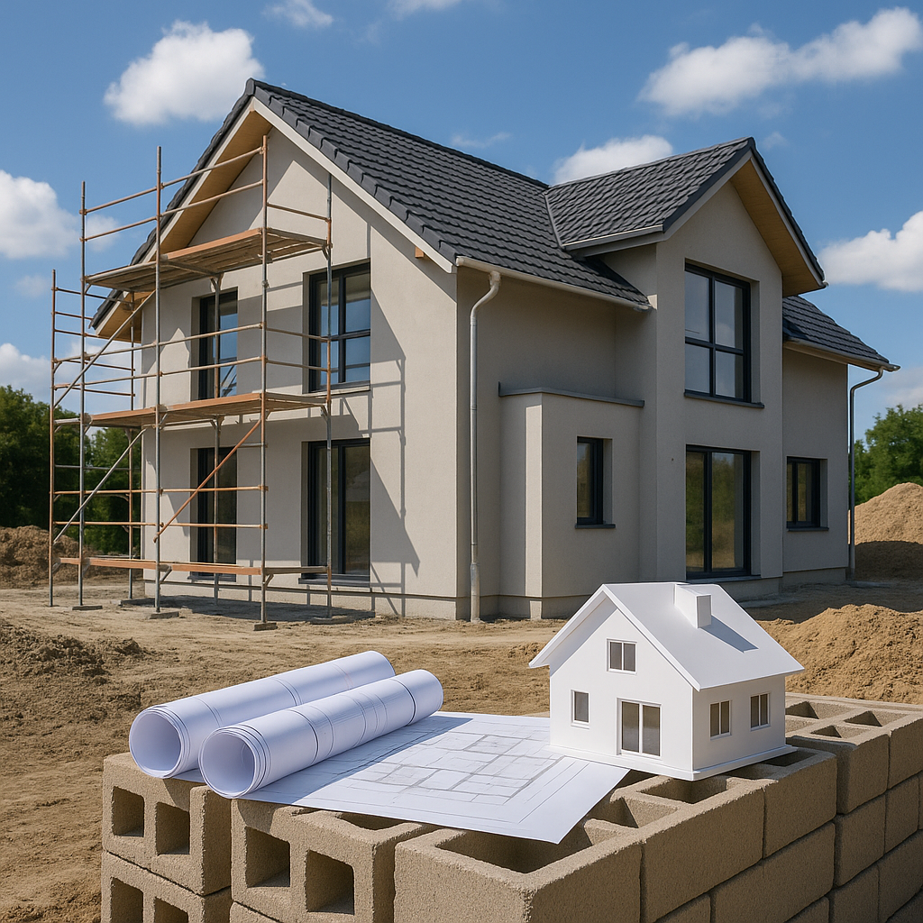 "مشروع بناء منزل جديد: تصميم - مشروع بناء جديد في المنطقة الوسطى لد…