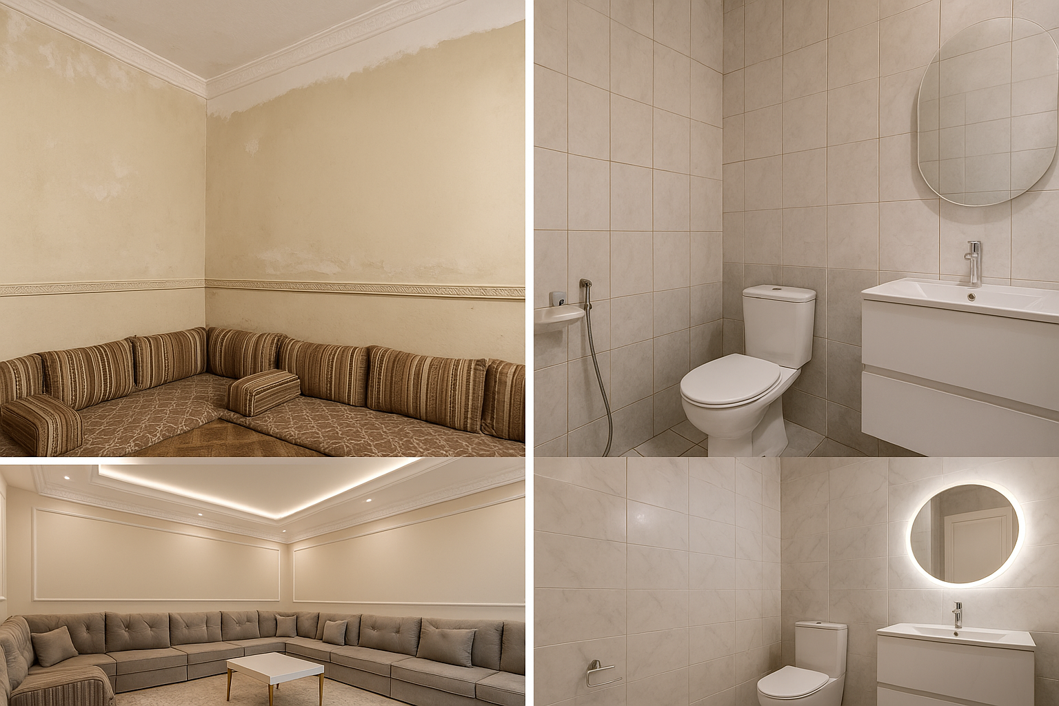 ترميم وتحديث المجالس ودورات المياه - مشروع ترميم وصيانة في المنطق…