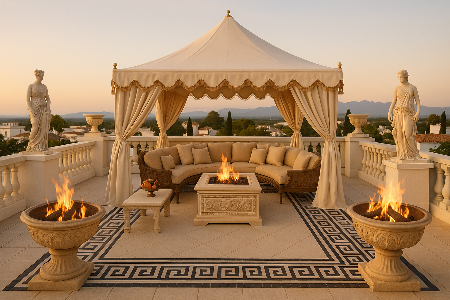 تزيين سطح بطابع يوناني مع - مشروع ديكور في المنطقة الوسطى لدى بواب…